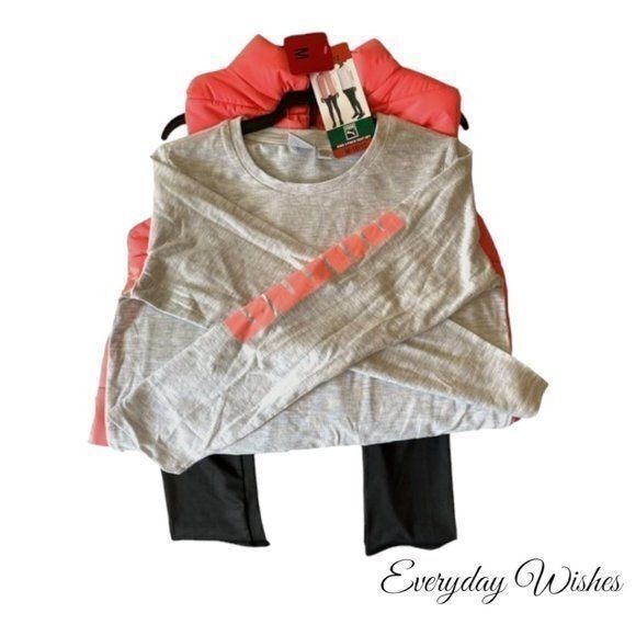 PUMA Youth‎ Set Girl's Vest Long Sleeve Shirt Leggings 3pc  Size Medium (10/12) - Picture 2 of 5